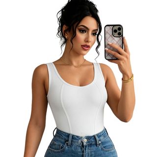 Body Femenino Regata Lisa  Tecido Suplex Premium Decote Quadrado com Bojo 2025