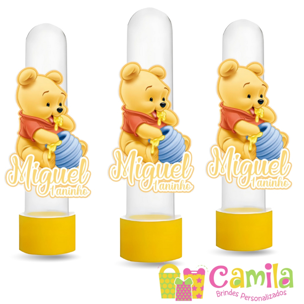 Apliques para Tubetes Personalizados Ursinho Pooh Lembrancinhas de Aniversário Infantil