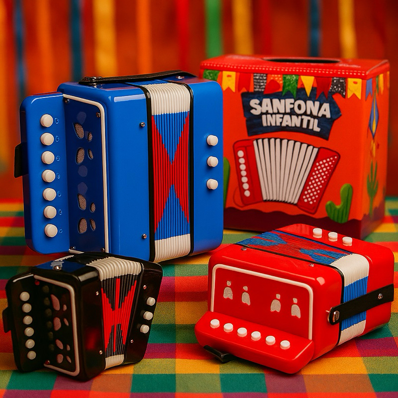 Sanfona Infantil Acordeon 3 Baixo 7 Teclas Brinquedo De Tocar Real toca de verdade em Oferta na Shopee