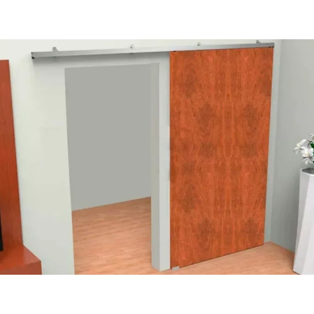 Kit Porta De Correr Até 80cm Natural  Roldana Concava 4 rodas