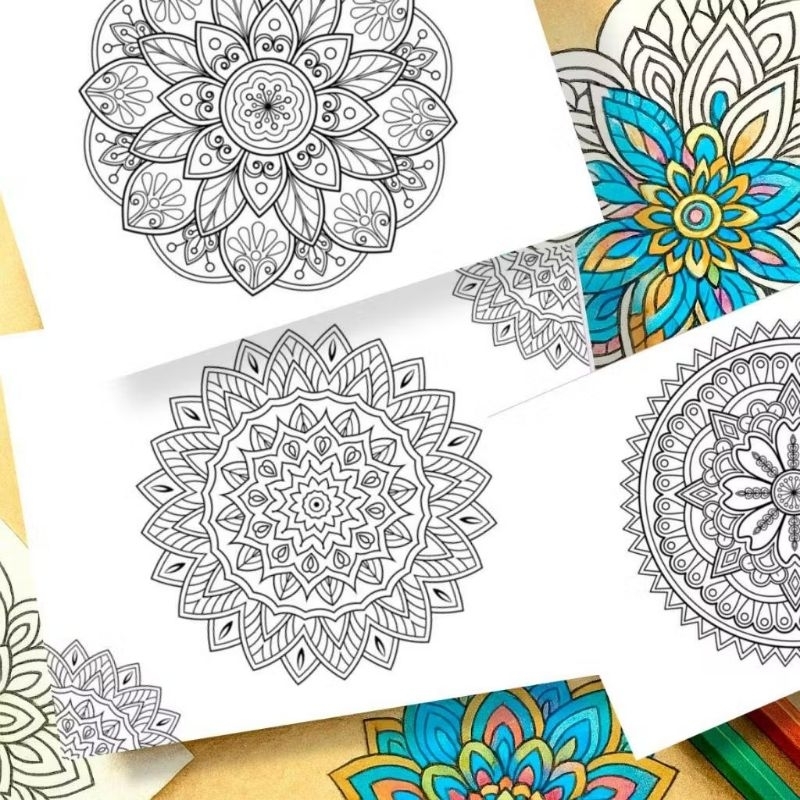 50 ou 100 Mandalas para Colorir – Folhas A4 Soltas | Relaxamento | Arteterapia | Kit Antiestresse.