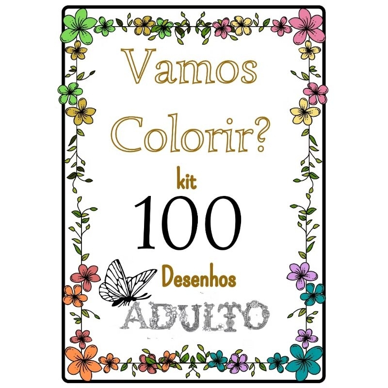 Kit 100 Desenhos Variados Adultos P/ Colorir A4 2 Por Folha