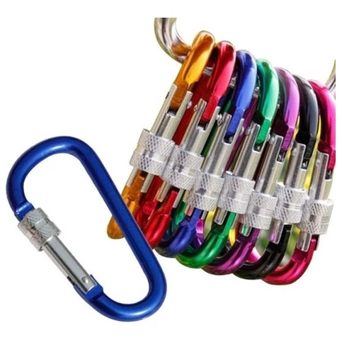 Kit 12 24 36 Chaveiros Mosquetão Alumínio Assimétrico Automático Multi Cores Metálicas Pequeno