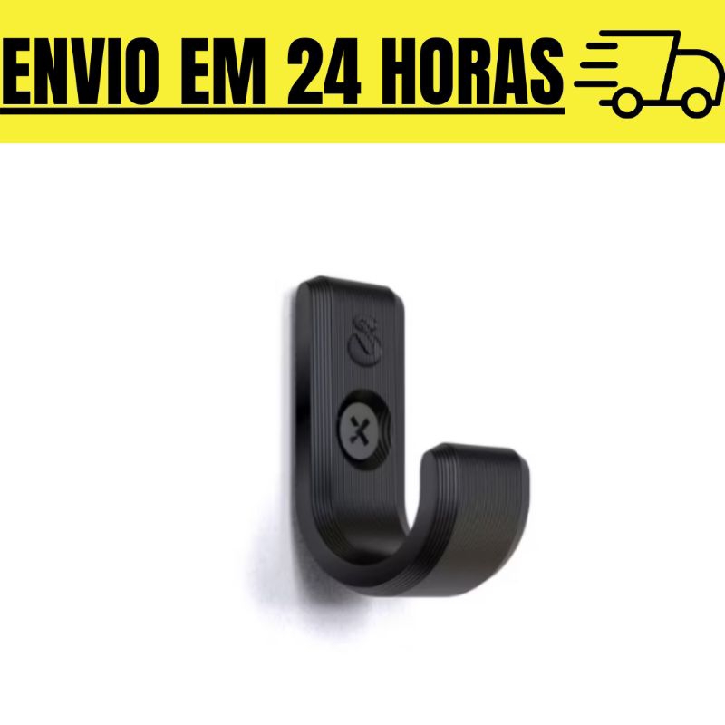 Gancho com parafuso de parede 2 unidades Preto