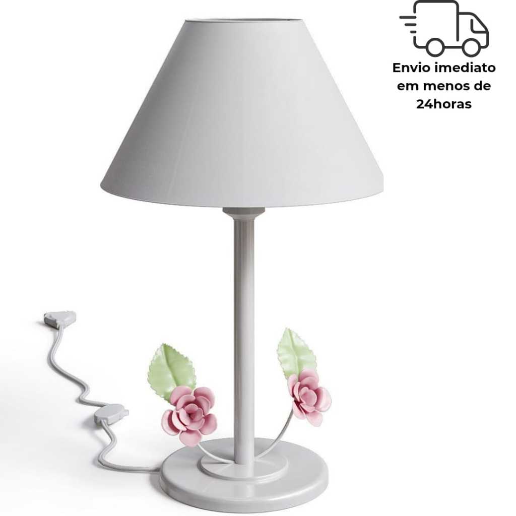 Abajur Infantil Quarto De Criança Com Flor Em Ferro Luminária Sala Quarto Mesa
