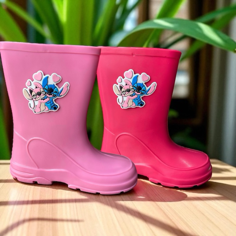 GALOCHA INFANTIL MENINA STITCH & ANGEL BOTA DE CHUVA IMPERMEAVEL REF.8