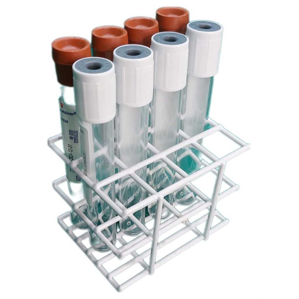 Estante 12 Lugares Tubo De Ensaio De Até 16mm Prf em Arame revestida com PVC.