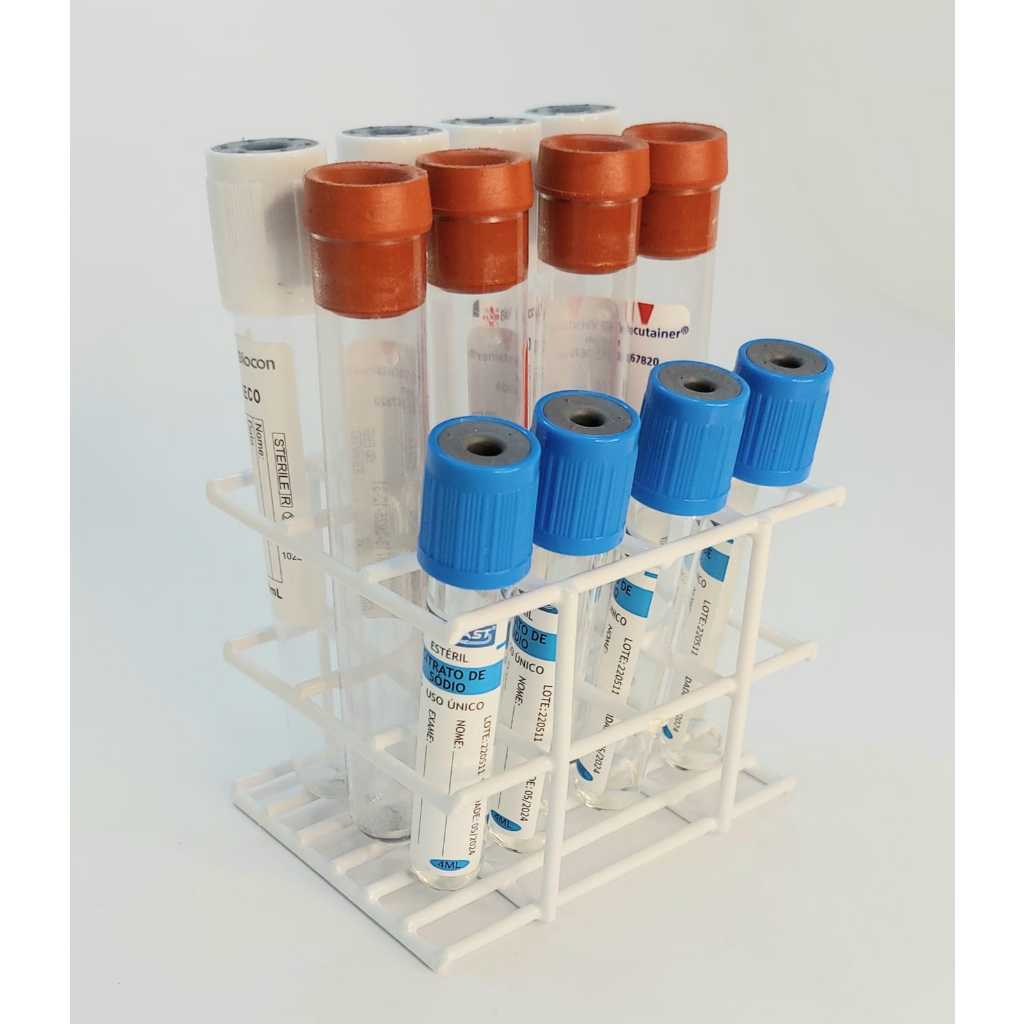 Detalhes do Estante 12 Lugares Tubo De Ensaio De Até 16mm Prf em Arame revestida com PVC.