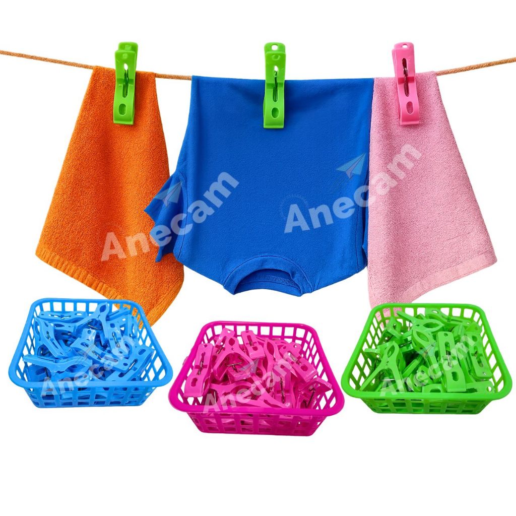 Kit Prendedor De Roupa 20 Pregador + Cesta Reforçado Para Roupas Meias Calças Prendedores Reforçado