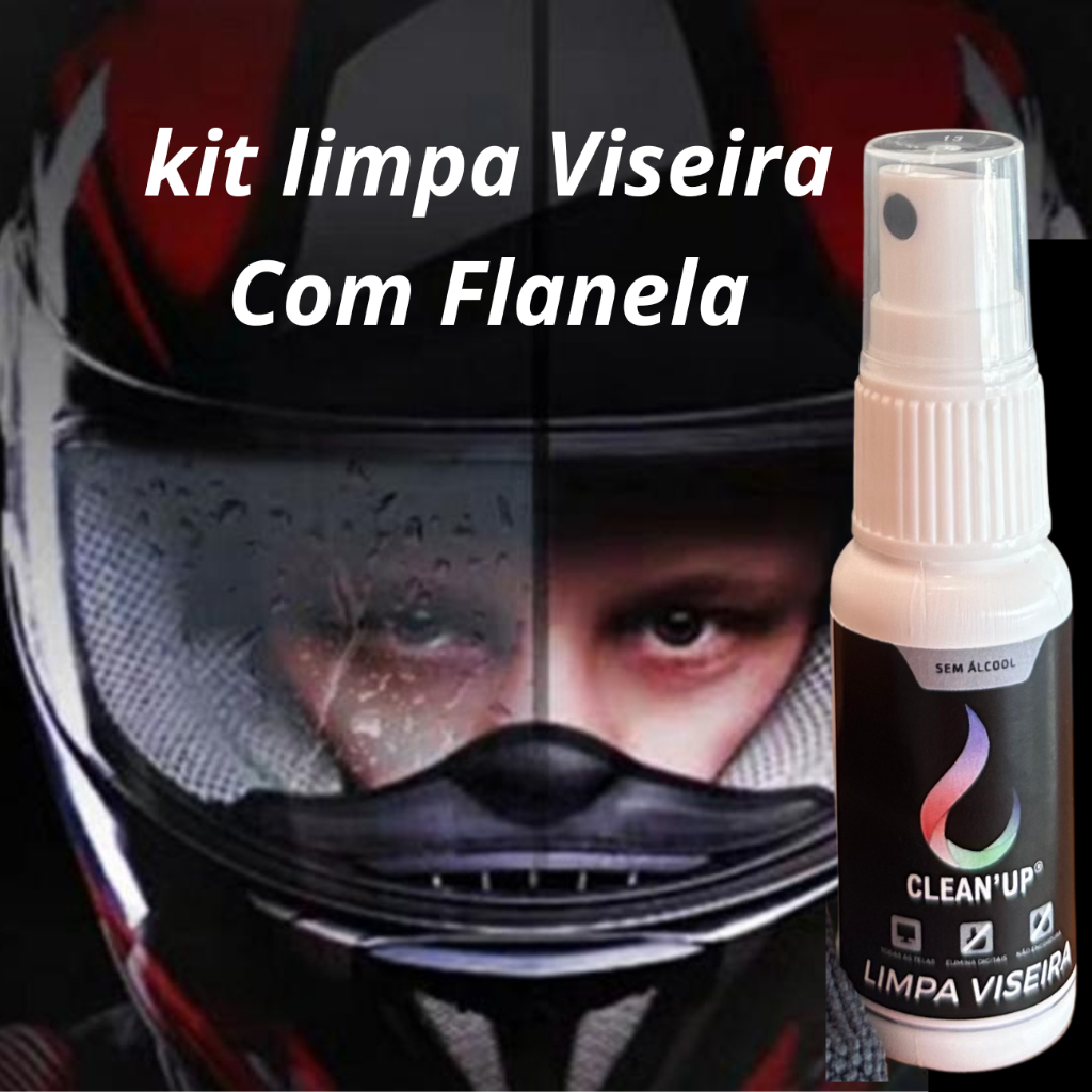 Kit Limpa Viseira de Capacete Com Flanela Magica Pano Microfibra para Limpeza anti Respingos