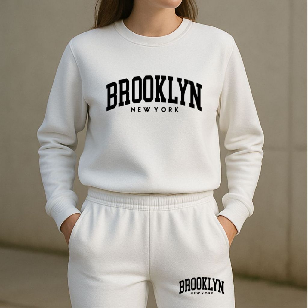 Conjunto de Moletom Flanelado Feminino Estiloso Brooklin Lançamento