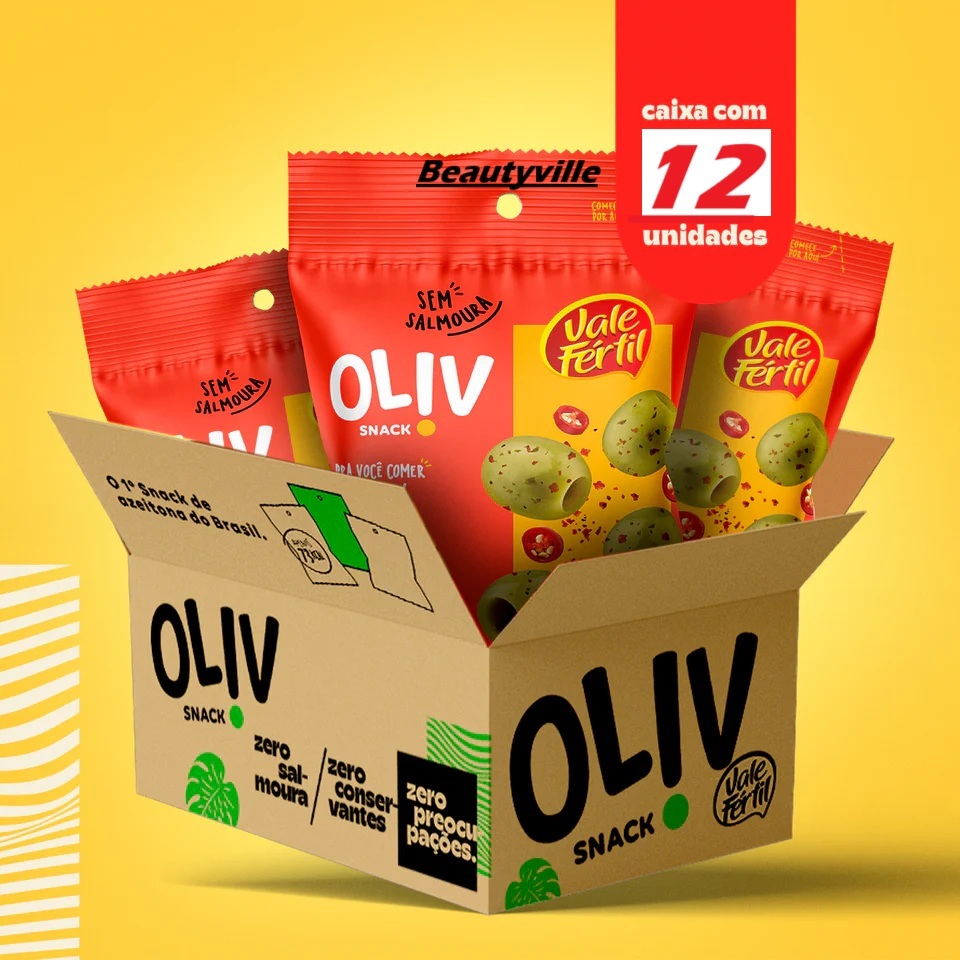 12 Snack De Azeitona Temperada Sabor Chilli 50g Oliv Vale Fértil