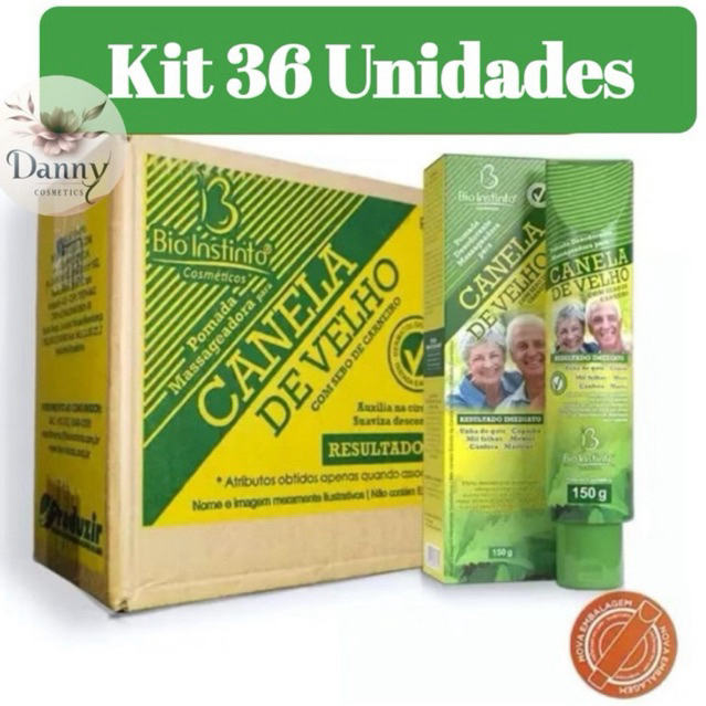 Kit 36 Pomada Canela de Velho 150g Bio Instinto - Alívio Rápido das Dores Musculares e Articulares em Oferta na Shopee