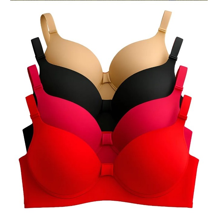 kit c/3 Sutiã Básico Reforçado de Microfibra Com Bojo do P ao GG PROMOÇÃO