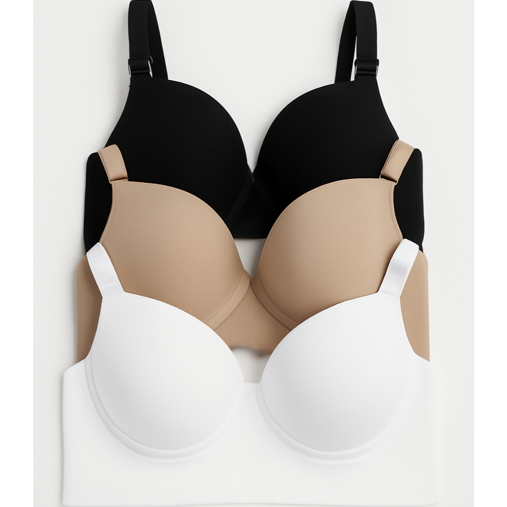 kit c/3 Sutiã Básico Reforçado de Microfibra Com Bojo do P ao GG PROMOÇÃO