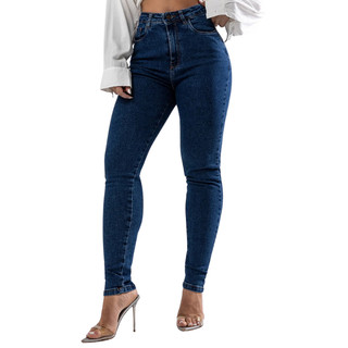 Calça Jeans Mom Feminina Cintura Alta Básica com Elastano 00201 Escura