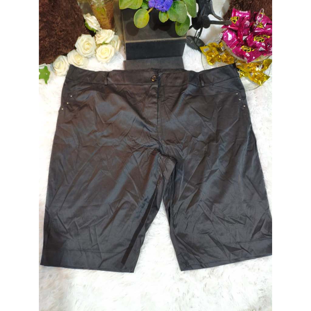 Bermuda Adulto Feminina, Cetim Elastano Cintura Média, Cor: Preta, Tam: 58, Marca: Bauerbauer1977