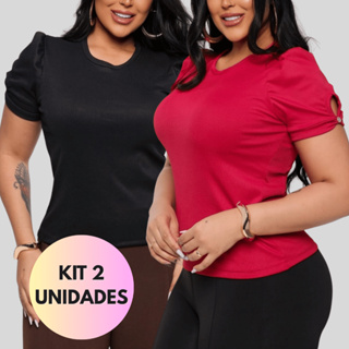 Kit com 2 Blusas Ribana Feminina Manga Princesa em Oferta na Shopee