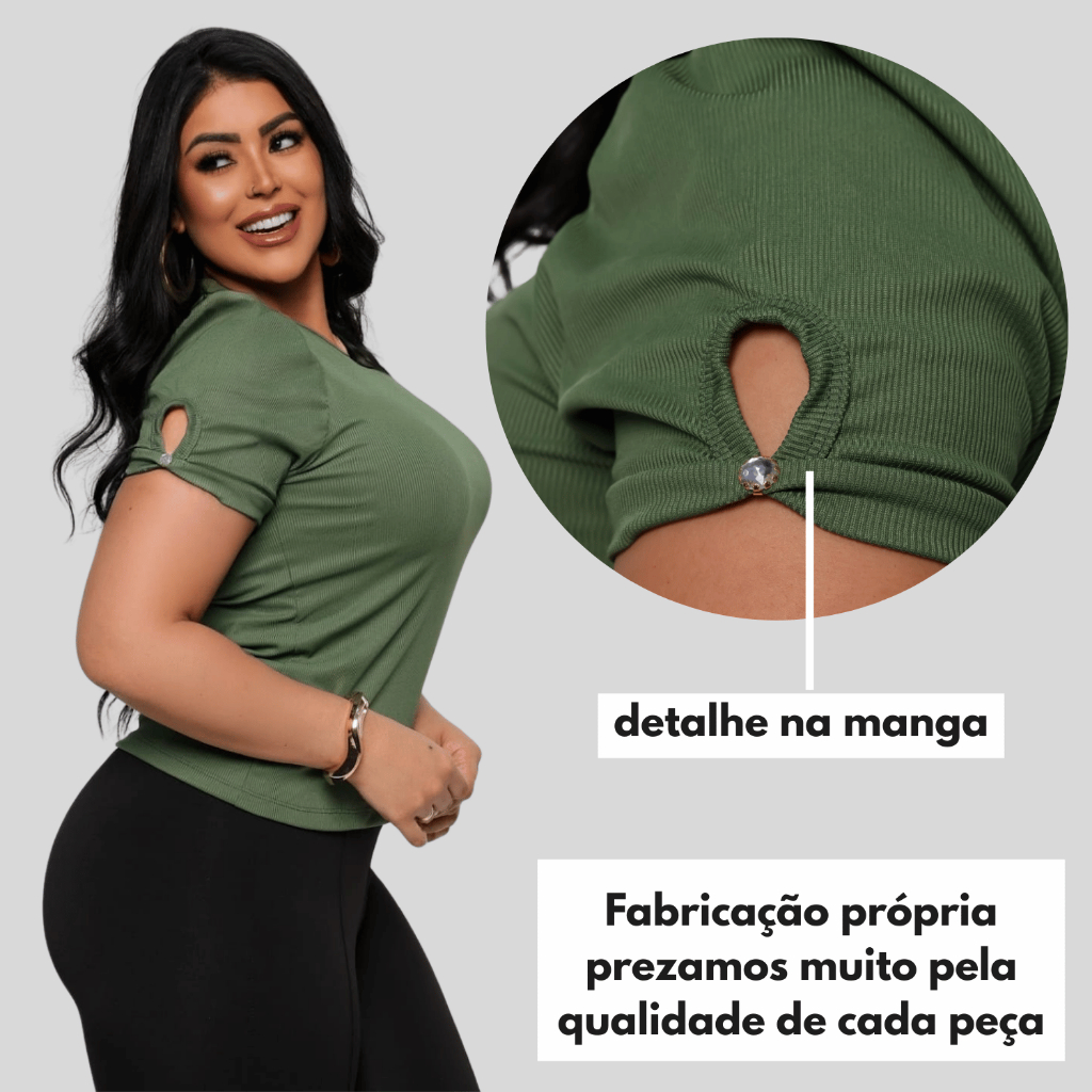 Kit com 2 Blusas Ribana Feminina Manga Princesa
