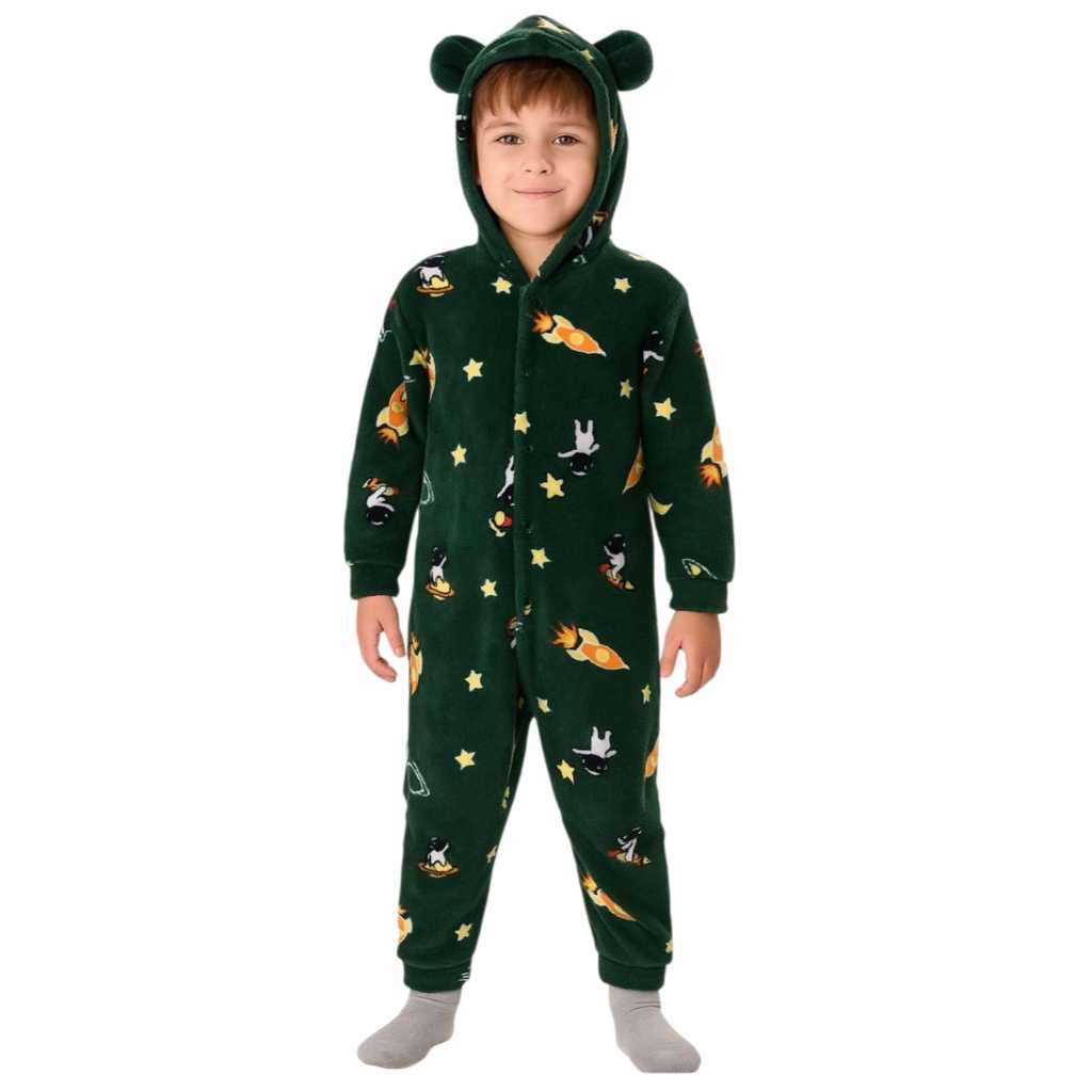 pijama macacão infantil com capuz e orelhinhas tecido ultra soft tamanhos 6,8,10,12,14,16 em Oferta na Shopee