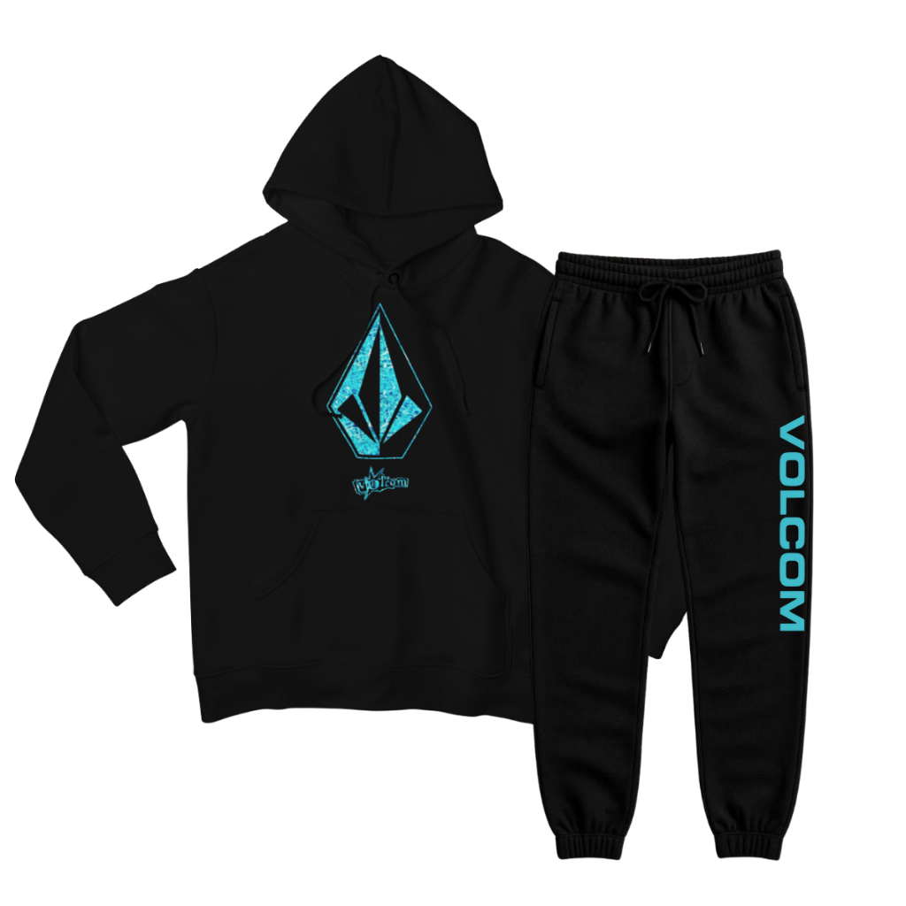 Conjunto Moletom Volcom Diamond Algodão Streetwear Skate Surf Com Capuz Adulto e Infantil Unissex