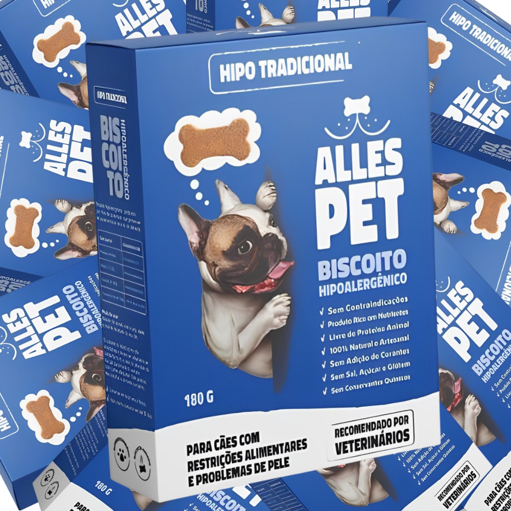 Biscoito Petisco Recompensa para Cães Hipoalergênico Alles Pet Tradicional 180g  Opção com 1,2,3 e 6
