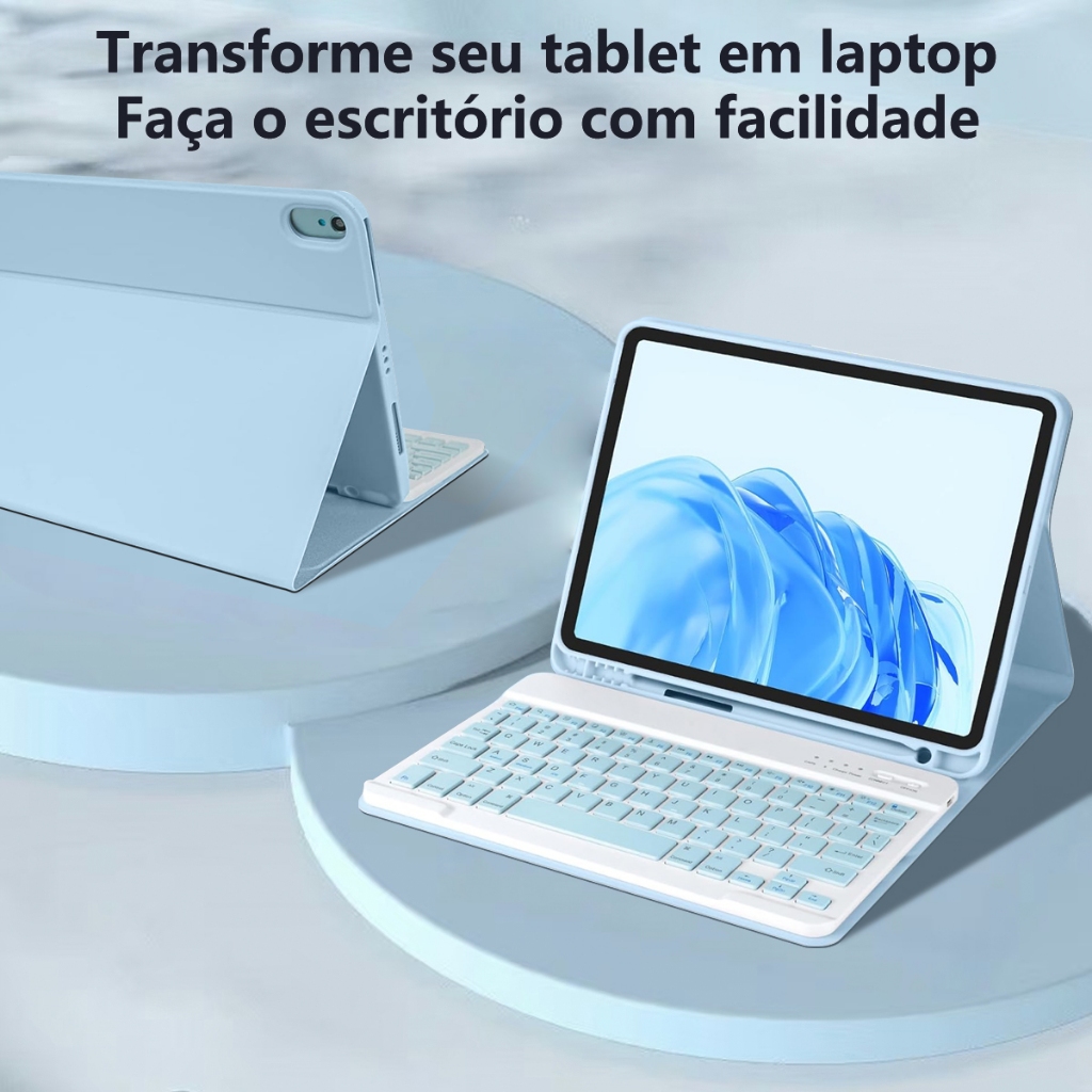 capa com teclado e mouse para Samsung Tab S7 S8 11", S7+ S8+ S7fe 12,4", A9 A11 8,7", A9plus A11plus 11inch