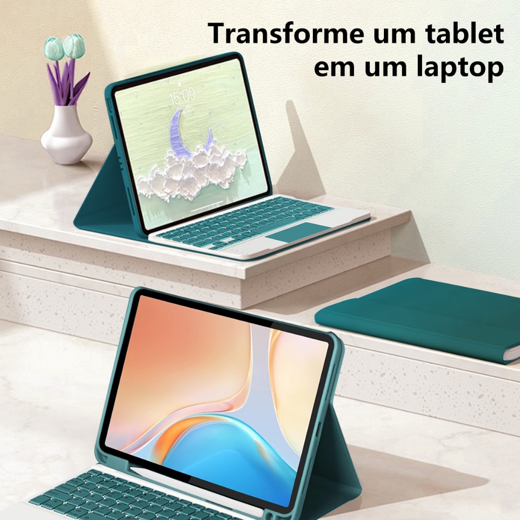 capa com Teclado Touch e Mouse para Samsung Tab A8 S6 lite A7 S7 S8 S7+ S7FE S8+ S8Ultra S9Ultra S9+ S9 A9 A9+