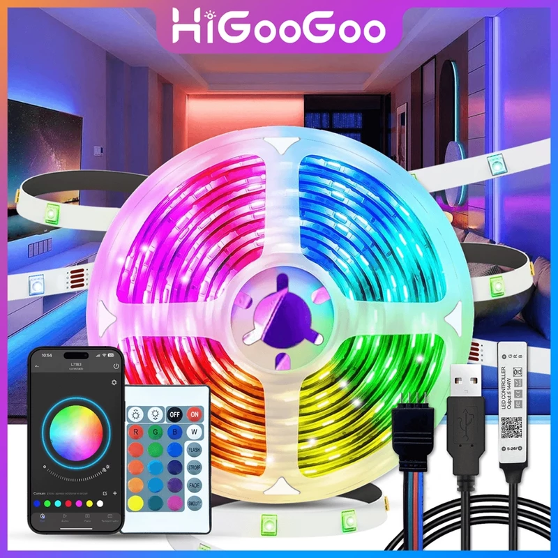 Fita de LED RGB 10/20/30/40M com Controle Remoto