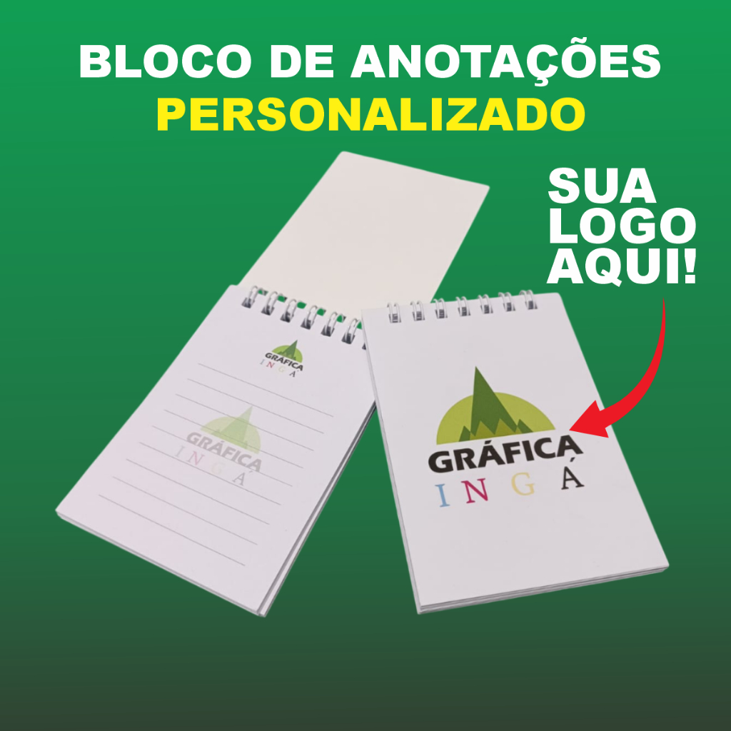Blocos De Anotação ou rascunho personalizado com sua logo -  Espiral Com 50 Folhas em Oferta na Shopee