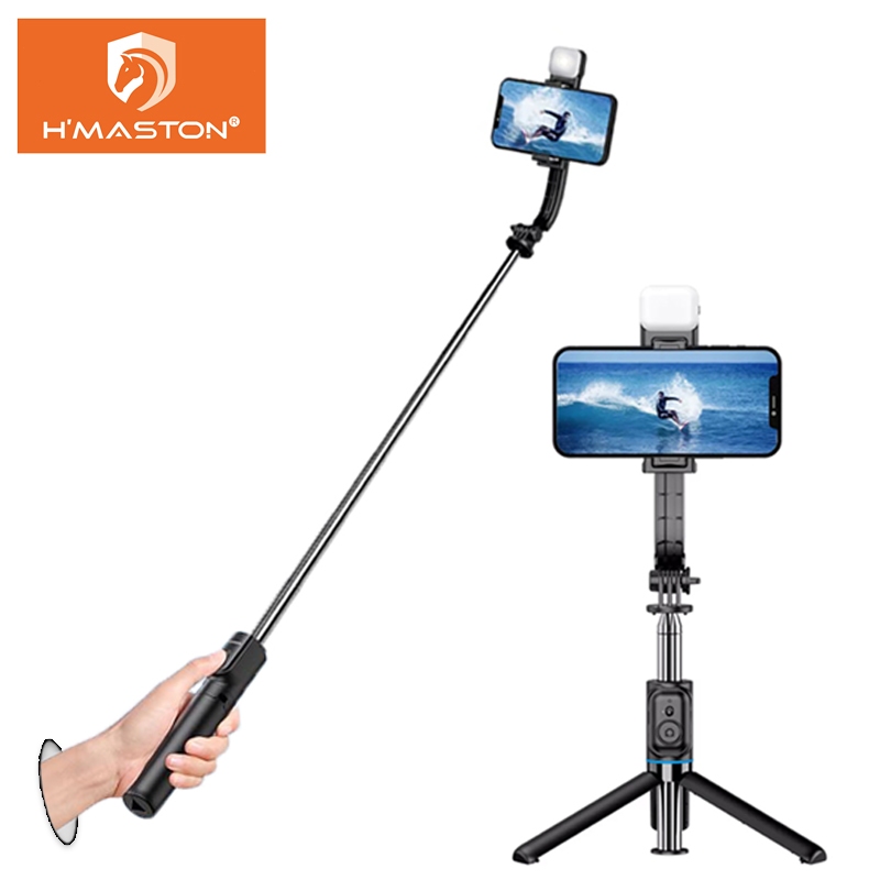 Electro Nest Bastão Pau de Selfie Tripé Retrátil Bluetooth Celular Com luz LED Portátil ZP-006