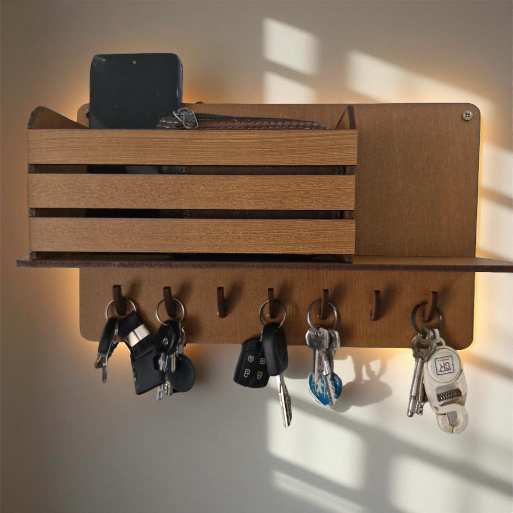 Porta Chaves De Parede, Organizador De Parede C/ Porta Carteira E Prateleira, Porta Chaves...