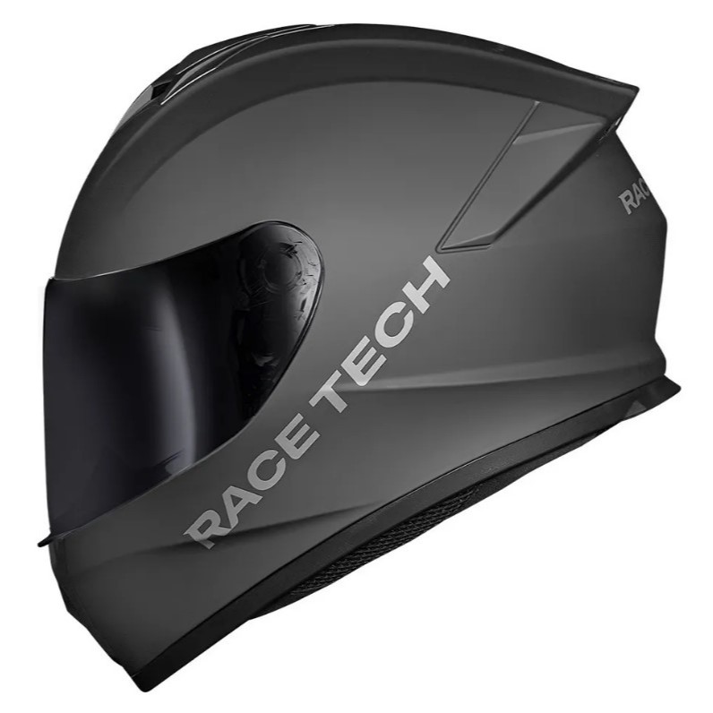 CAPACETE RACE TECH SUPER OFERTA EXCLUSIVO NOVO HIT MONOCOLOR PRETO TITANIUM + VISEIRA CRISTAL
