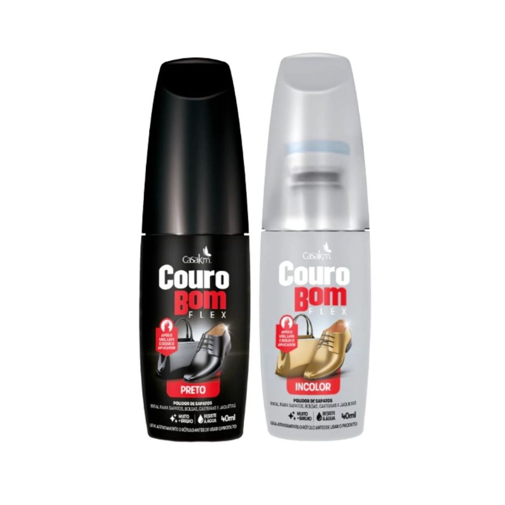Polidor de Sapatos Couro Bom Flex Casa Km – Preto e Incolor Kit 2 Unidades(40ml cada)
