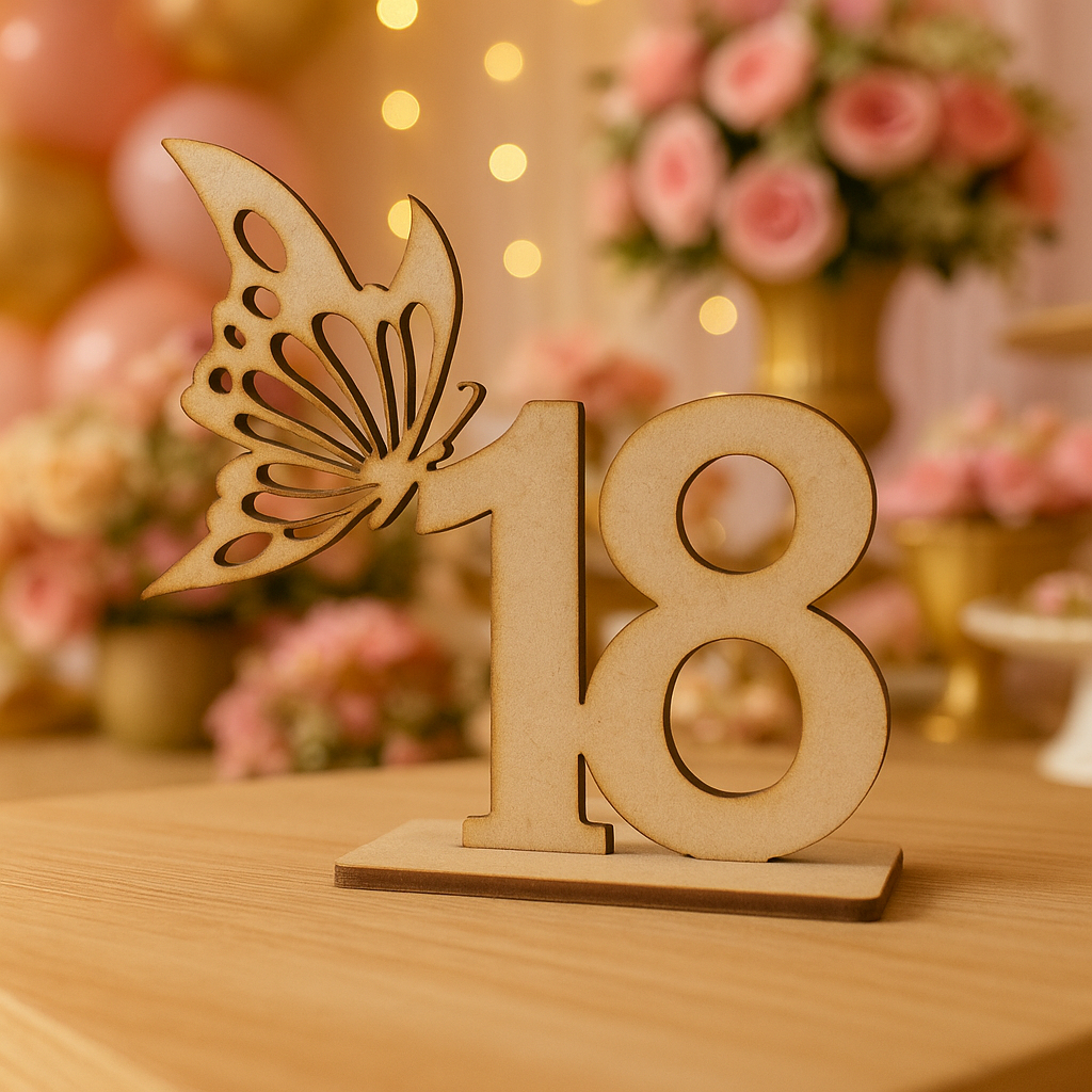 Kit Centro De Mesa Lembrancinha Festa Aniversário Borboleta personalizada Com Idade MDF Cru em Oferta na Shopee