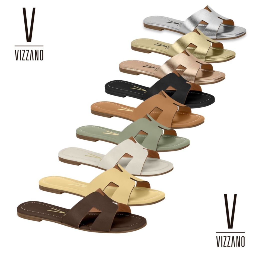 Sandalia Rasteira Feminina Vizzano Moda Casual em H