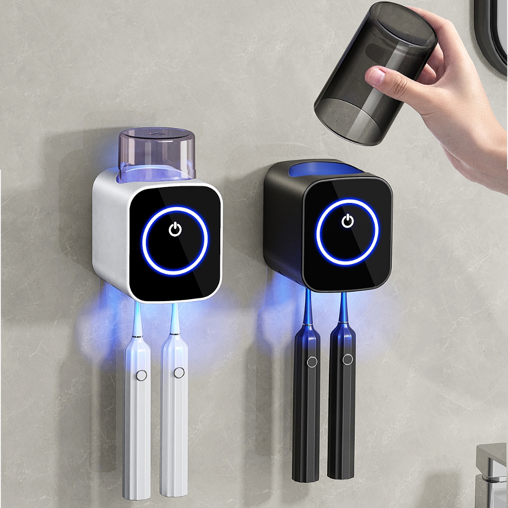 Suporte Dispenser de Escova e Pasta de Dentes Com Esterilizador UV Automático