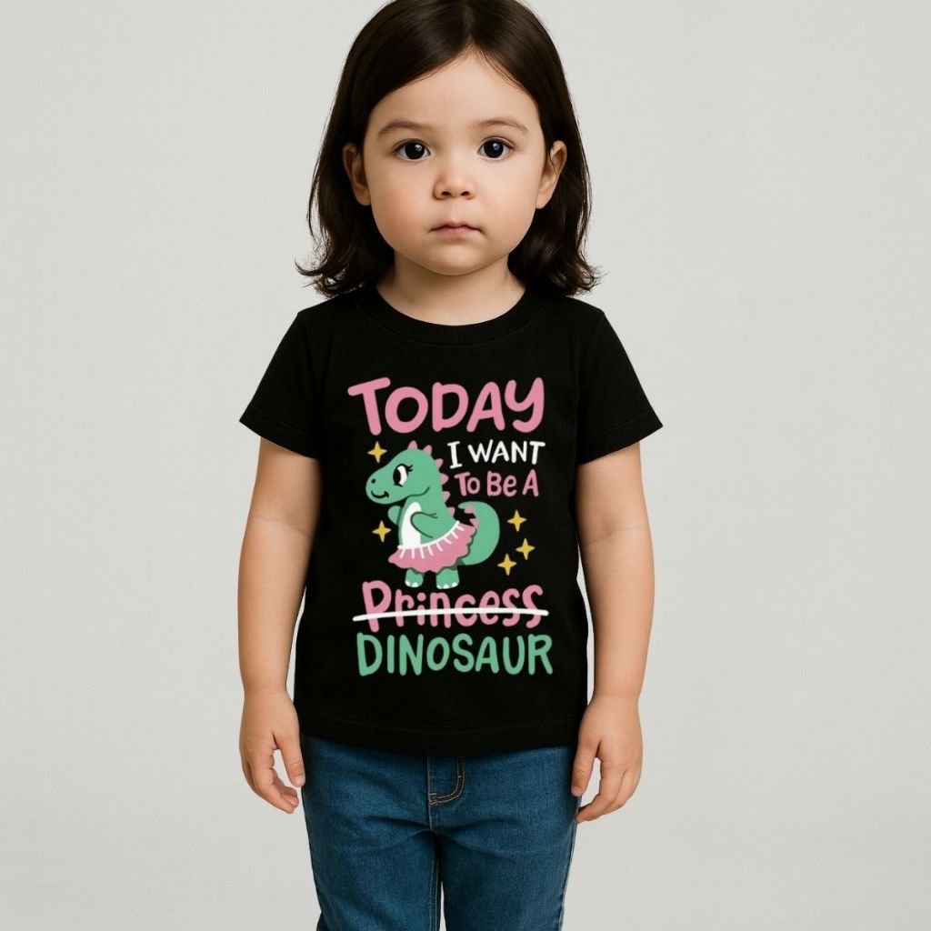 Camiseta Infantil Feminina Dinossauro Estampada Menina Manga Curta Fofo Confortável