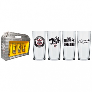 Jogo 4 Copos Cylinder Corinthians Licenciado Festas Eventos Jogos 300ml Nadir em Oferta na Shopee
