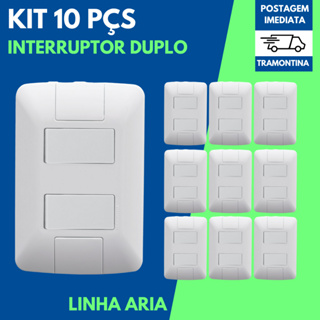 Kit Interruptores Duplos 4x2 Linha Aria Tramontina Modular Branco 2 Teclas em Oferta na Shopee