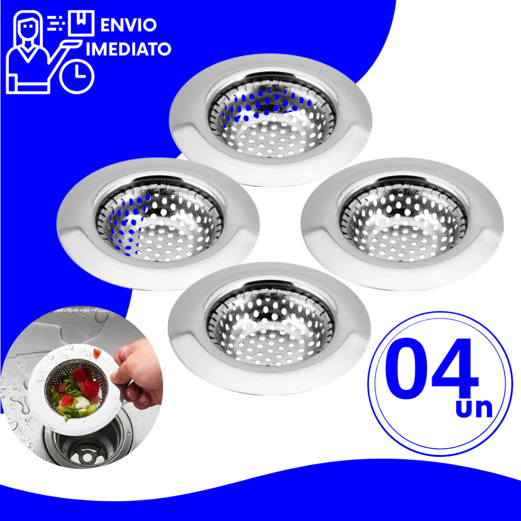 Kit Ralo Ralinho Protetor de Pia Aço Inox 9cm Cozinha Banheiro com Borda  para Casas Restaurantes