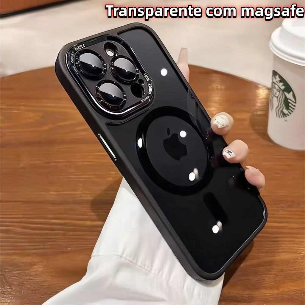 Capa Magnética Fosca em Acrílico para Smartphone – Compatível com Carregamento Sem Fio, Proteção Anti-Impacto