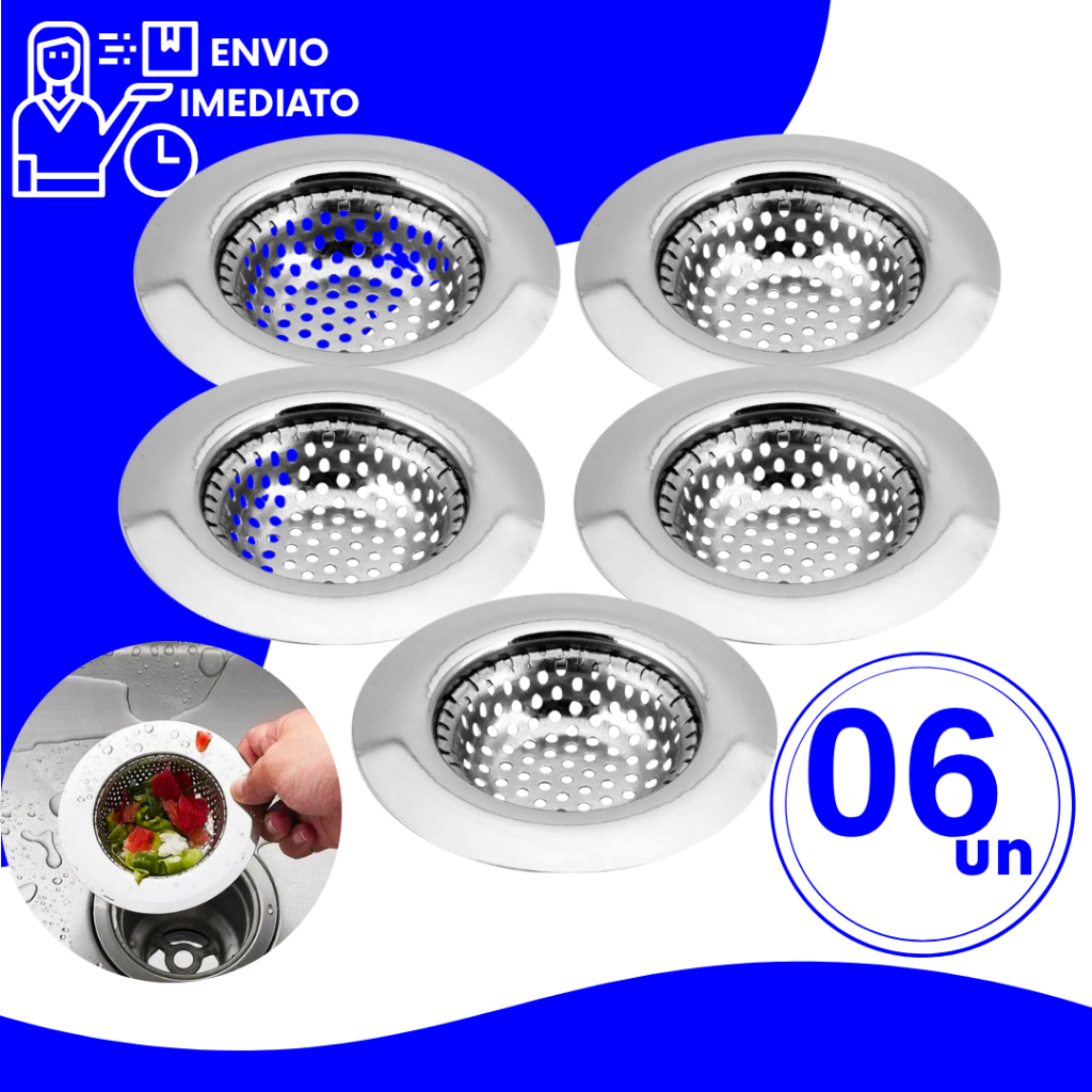 Kit Ralo de Pia Cozinha Banheiro com Borda Aço Inox 9cm Ralinho Protetor para Casas Restaurantes
