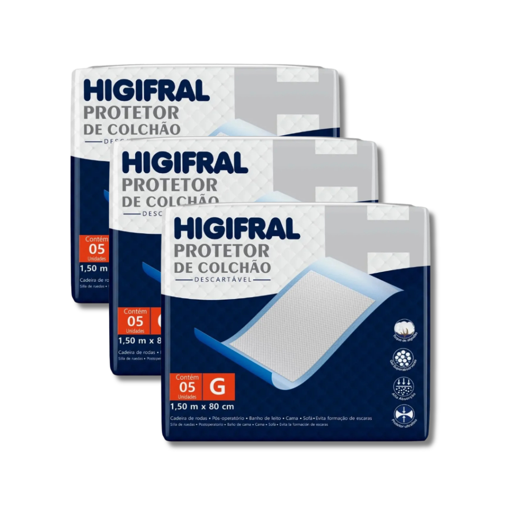 Kit 3 Protetor De Colchão Lençol Descartável Geriatrico Higifral em Oferta na Shopee
