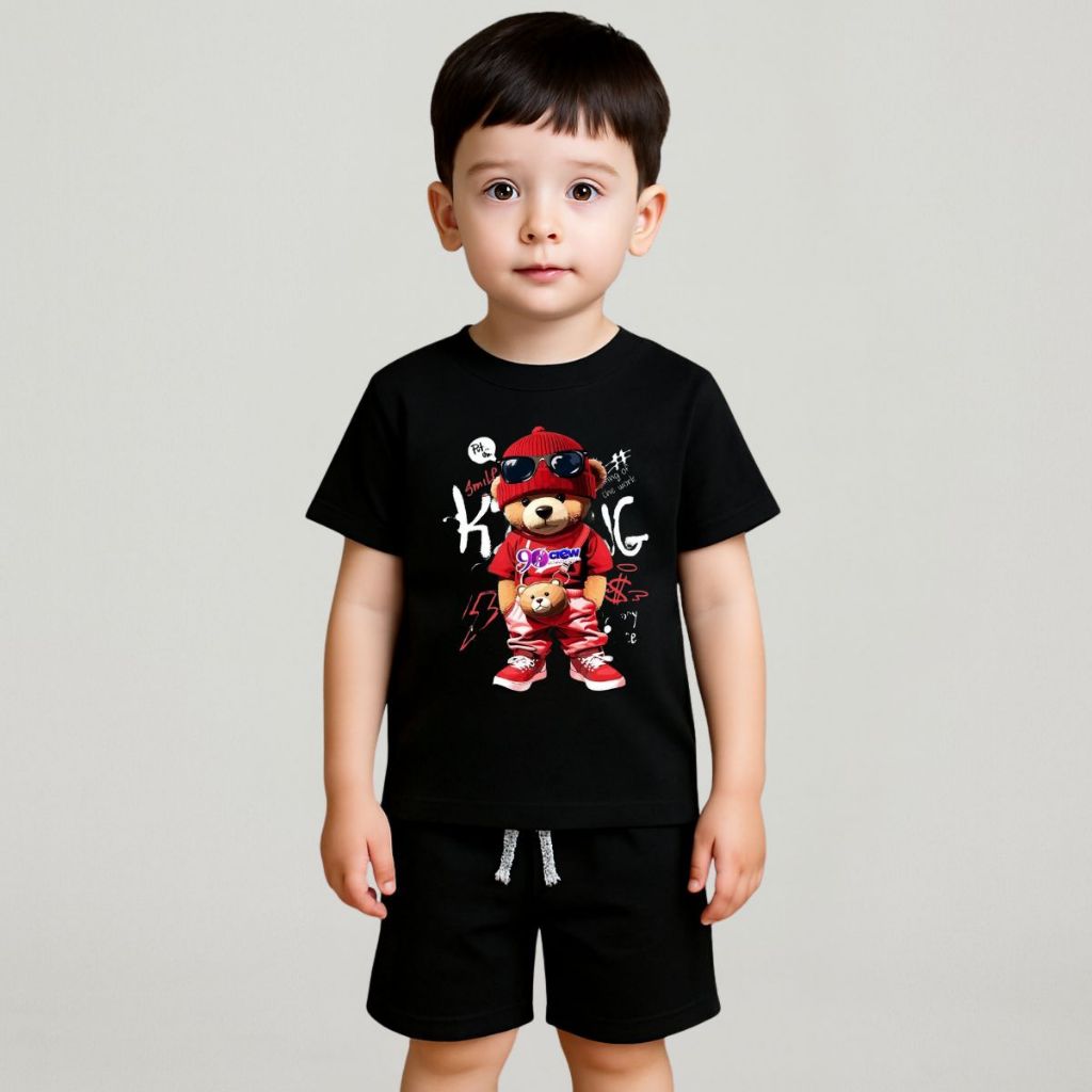 Conjunto Infantil Masculino Camiseta Infantil Menino + Bermuda Infantil Menino Moda
