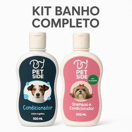 Shampoo e Condicionador Shih Tzu 500ml Pet Side para Cachorros e Gatos – Shitzu Hidratação Antipulgas Pelos claros Macio