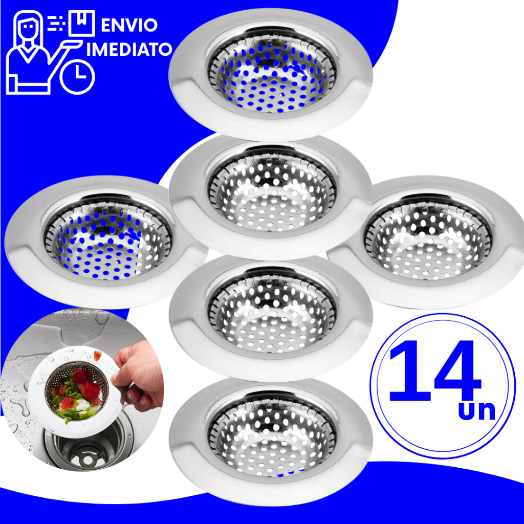 Kit Ralo de Pia Aço Inox 9cm Ralinho Protetor Cozinha Banheiro com Borda  para Casas Restaurantes