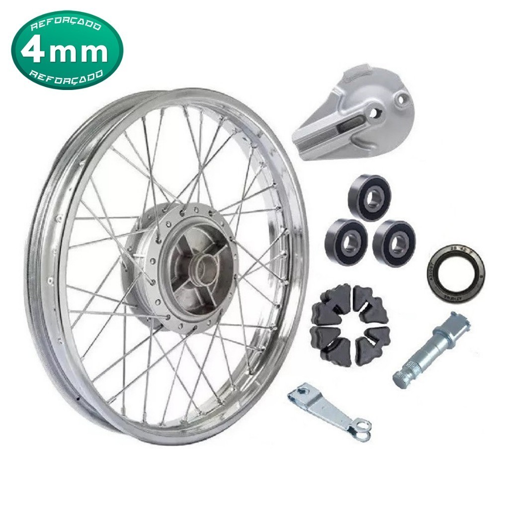 Roda Traseira Titan Fan 150 Start + Bucha + Espelho + Rolamento