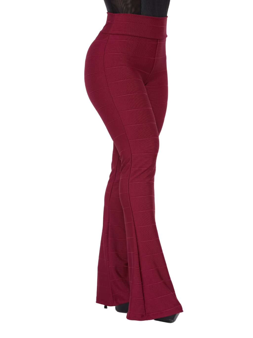 Calça Flare Bandagem Boca de Sino Cintura Alta em Oferta na Shopee