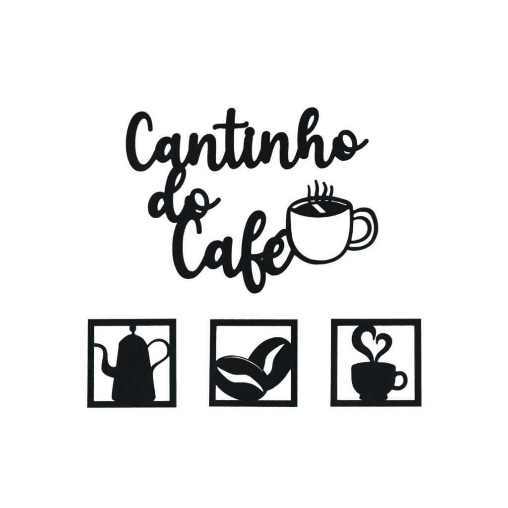 Kit 4 Peças Cantinho do Café Preto Fosco 30cm com Bandeja Decoração de Cozinha Mdf 3mm C/Dupla Face em Oferta na Shopee